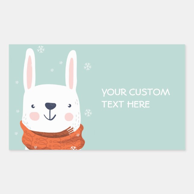 Custom text Winter Bunny stickers (Front)