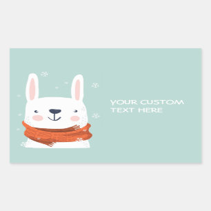 Custom text Winter Bunny stickers