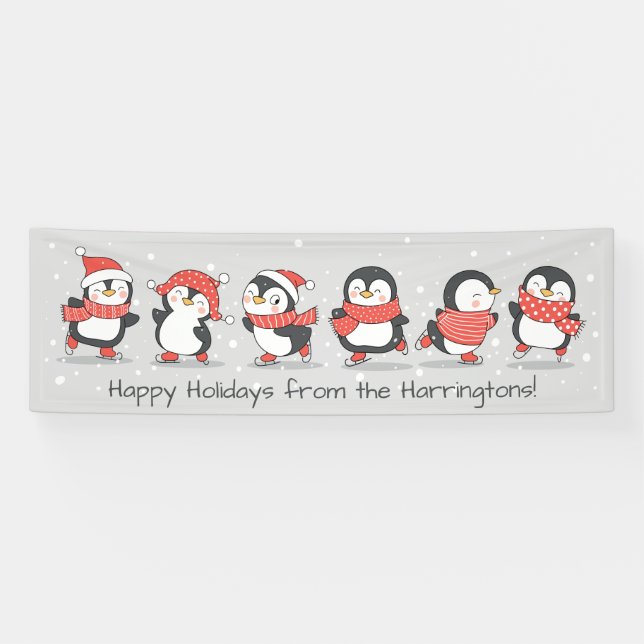 Custom text Winter Penguins banners (Horizontal)