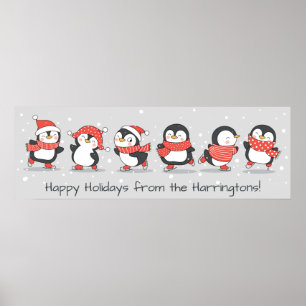 Custom text Winter Penguins Poster