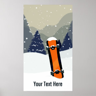 Custom Text Winter Snowboarding poster