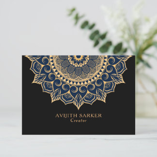 Custom Text with luxury mandala flat thank youcard You Card