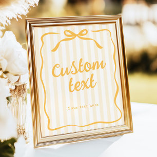 Custom Text Yellow Stripes Table Sign