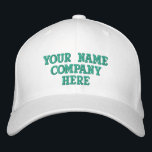 Custom Text Your Name Hat Embroidered Baseball Cap<br><div class="desc">Choose Colours and Fonts - Design Your Own Personalised Your Colours and Font Promotional Embroidered Baseball Caps with Custom Text - Add Your Text - Name - Company / Number / Letter / Slogan - Tagline / or Website , Phone , E-mail , Social Media Handle , Address , Logo...</div>