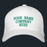 Custom Text Your Name Hat Embroidered Baseball Cap<br><div class="desc">Choose Colours and Fonts - Design Your Own Personalised Your Colours and Font Promotional Embroidered Baseball Caps with Custom Text - Add Your Text - Name - Company / Number / Letter / Slogan - Tagline / or Website , Phone , E-mail , Social Media Handle , Address , Logo...</div>