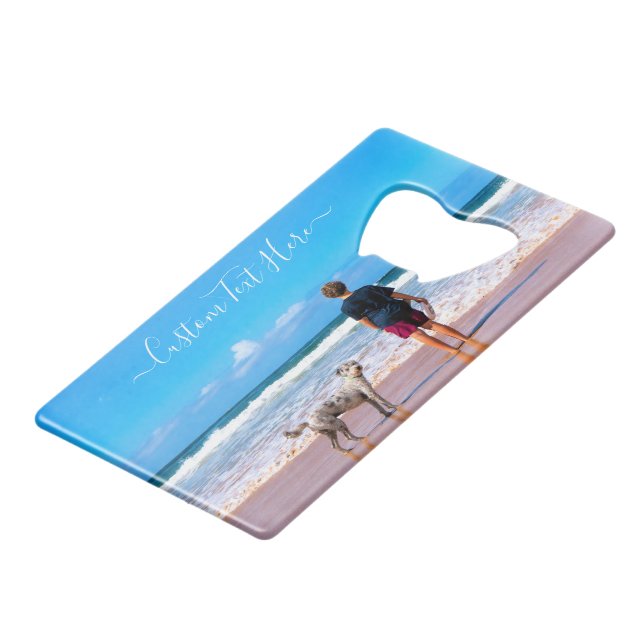Custom Text Your Photo Credit Card Bottle Opener (Front Angled)