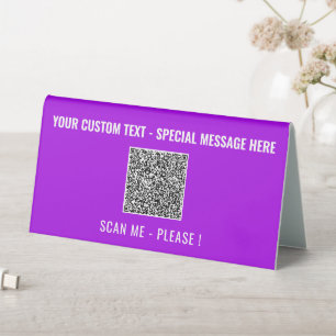 Custom Text Your QR Code Table Tent Sign Example