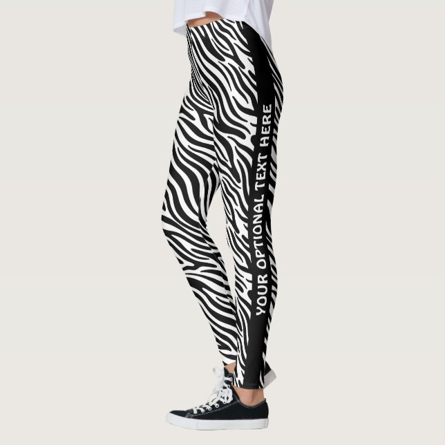 Custom Text Zebra Pattern Leggings (Left)