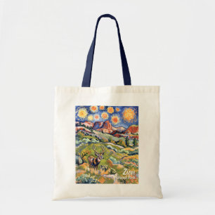Custom Text Zion Animal Deer Colorful Landscape Tote Bag