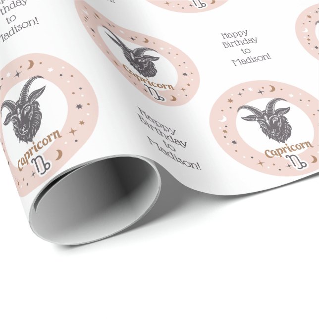 Custom Text Zodiac Sign Capricorn Wrapping Paper (Roll Corner)