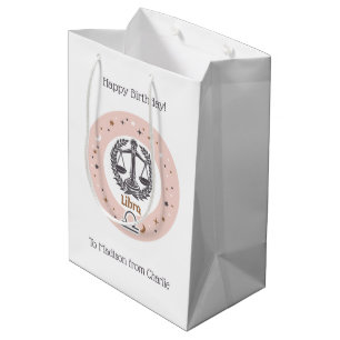 Custom Text Zodiac Sign Libra Medium Gift Bag