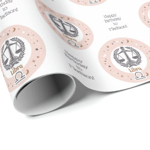 Custom Text Zodiac Sign Libra Wrapping Paper