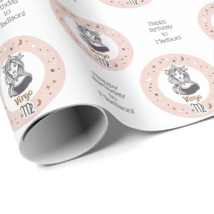 Custom Text Zodiac Sign Virgo Wrapping Paper