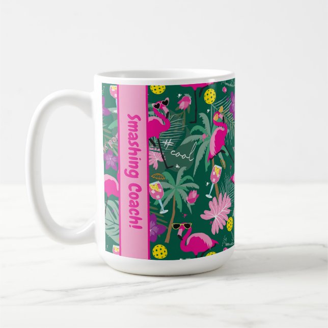 Custom text🤩Tropical party with pickleball,   Coffee Mug (Left)