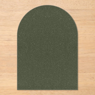 Custom Textured Moss Green Arch Acrylic Invitation