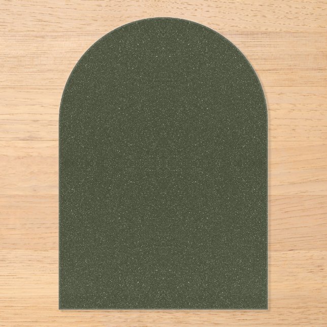 Custom Textured Moss Green Arch Acrylic Invitation (Front)