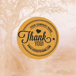 Custom Thank You Badge, Gold Glitter  Classic Round Sticker