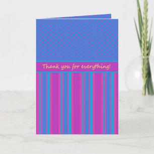 Custom Thank You Card: Magenta and Blue Patterns
