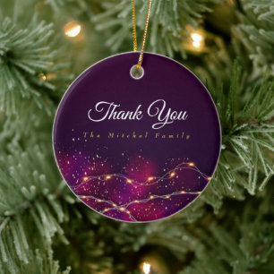 Custom Thank You Circler family name christmas Ceramic Ornament