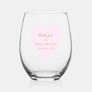 Custom Thank You Diamonds Pink Heart Stemless Wine Glass