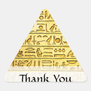 Custom "Thank You" Egyptian Hieroglyphs Yellow Triangle Sticker