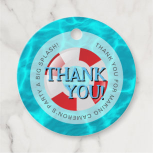 Custom Thank you for coming Swimming Pool party Favour Tags
