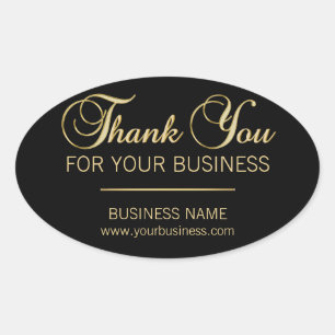 Custom Thank You For Your Business Gold Black Oval Sticker
