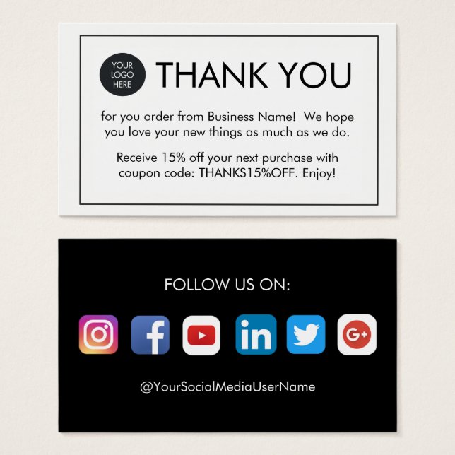 Custom Thank You For Your Order Business Cards (Front & Back)