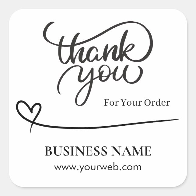 Custom Thank You For Your Order Business Square Sticker (Front)