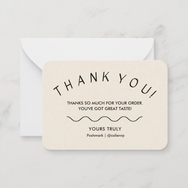 Custom thank you for your order card (Back)