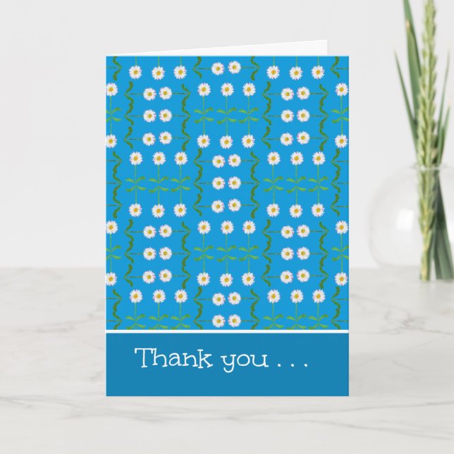 Custom Thank You Greeting Card: Daisies Pattern Card (Front)