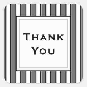 Custom Thank You Grey Black Stripes Sticker