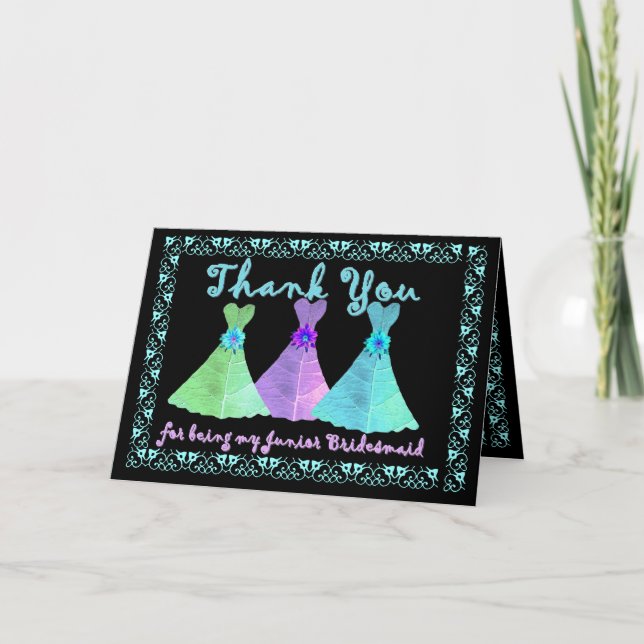 CUSTOM - THANK YOU Junior Bridesmaid with Dresses Card (Front)