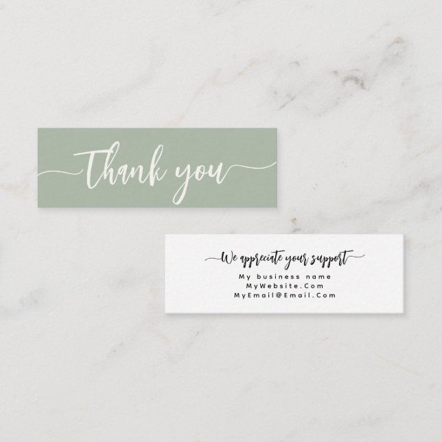 Custom Thank You Minimalist Modern Elegant Script Mini Business Card (Front/Back)