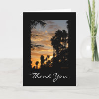 Custom Thank You Palm Tree Sunset Art Card