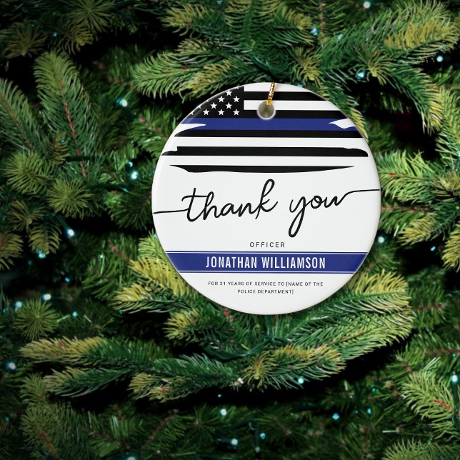 Custom Thank You Police Officer Retirement Gift Ceramic Ornament (Creator Uploaded)