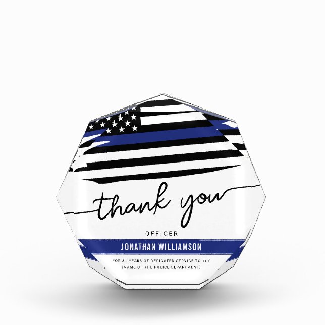Custom Thank You Police Officer Retirement Gift Photo Block (Front)