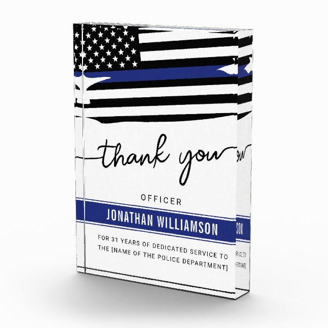 Custom Thank You Police Officer Retirement Gift Photo Block (Right)