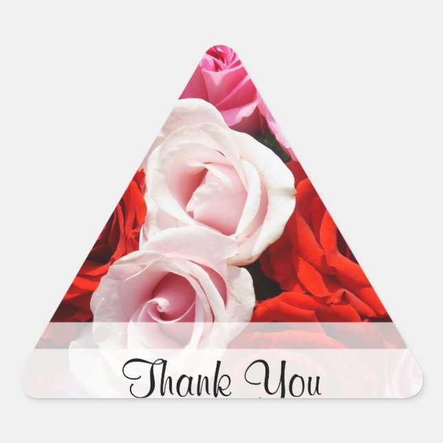 Custom "Thank You" Roses Triangle Sticker (Front)