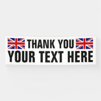 Custom Thank You sign banner with English flags