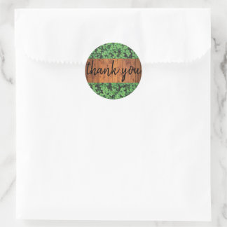 Custom thank you sticker green clover wood print