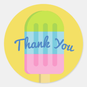 Custom thank you stickers with popsicle ice cream