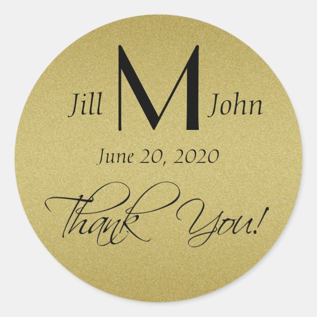 Custom Thank You Wedding Favour Stickers (Front)
