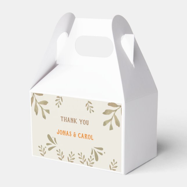 Custom Thank you Wedding modern greenery elegant Favour Box (Front Side)