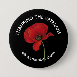 Custom THANKING THE VETERANS We Remember Them 7.5 Cm Round Badge
