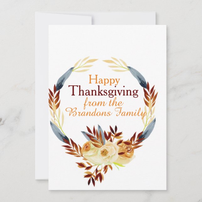 Custom  Thanksgiving Autumn Leaves Holiday card (Front)