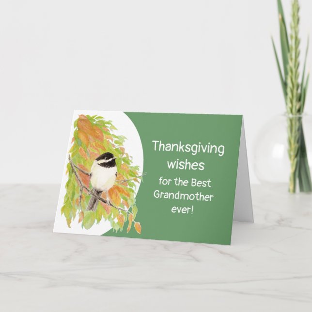 Custom Thanksgiving  Bird Autumn Grandmother Holiday Card (Front)