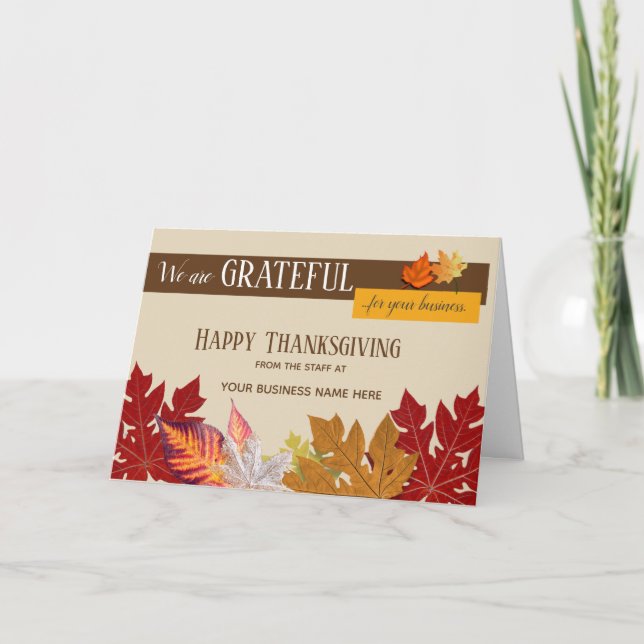 Custom Thanksgiving Business Greeting Cards (Front)