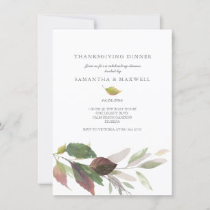 Custom Thanksgiving Dinner Invites Watercolor