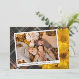 Custom Thanksgiving Greeting On Plaid Holiday Card